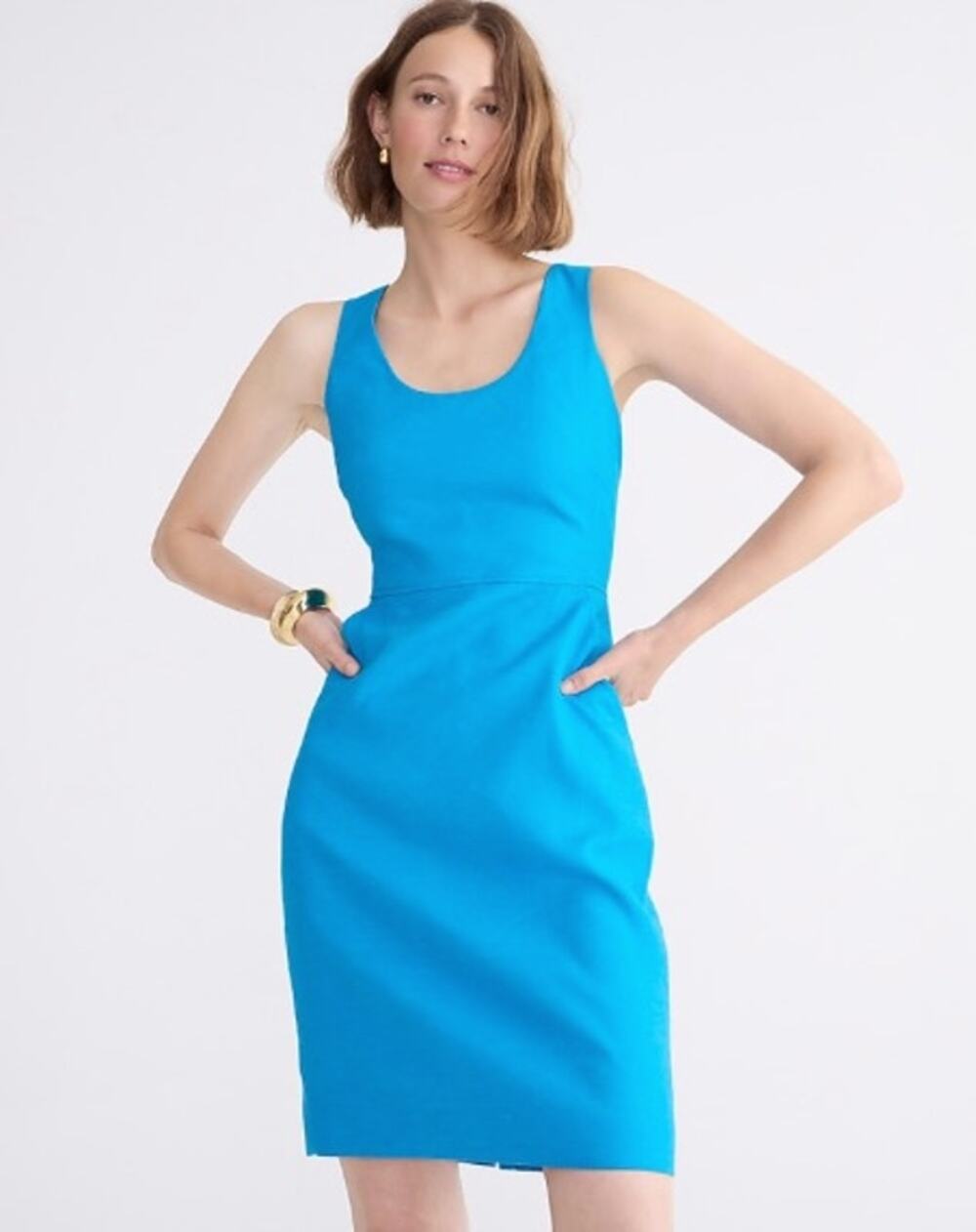 J. Crew Scoop Neck Resume Shift Linen Blend Dress Size 14